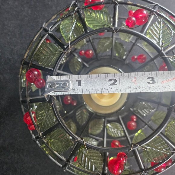 Black Metal With Green Glass Leaves And Red Berries Votive Candle Holder Kohls - Picture 11 of 11